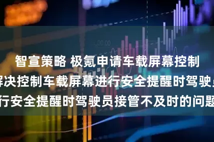 智宣策略 极氪申请车载屏幕控制方法等专利，解决控制车载屏幕进行安全提醒时驾驶员接管不及时的问题